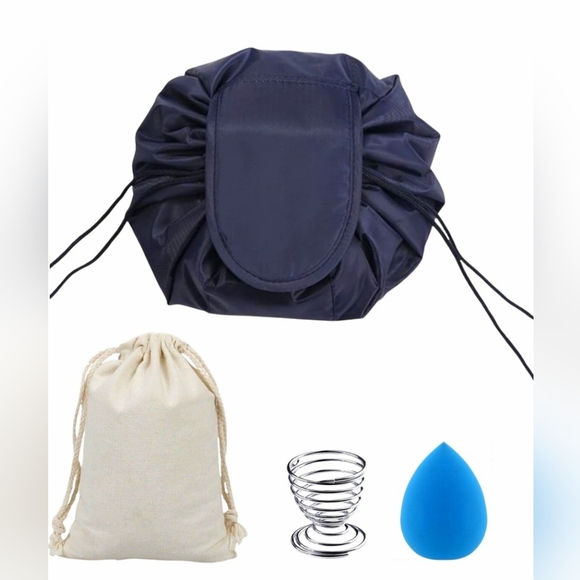 Other - Drawstring Makeup Bag – Travel Cosmetic Organizer - Navy Blue - With Gift